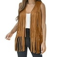 thumbnail image 1 of Womens Clearance Tops Fringe Vest 70s Hippie Costume Sleeveless Western Faux Suede Tassel Leather Outerwear Going Out Tops for Women Trendy, 1 of 5