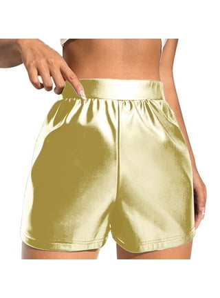 Women Shiny Metallic Panty Briefs High Cut Ballet Dance Underwear Shorts -  Gold - CU196EKG7OA