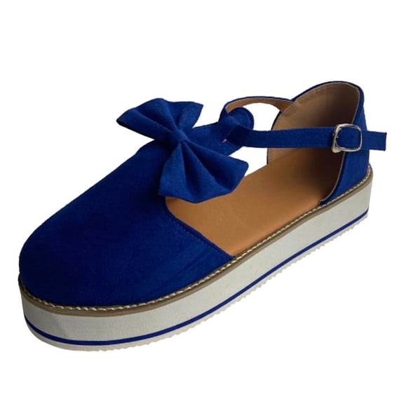 Womens Clearance asdoklhq Casual Shoes for Women,Women's Breathable Flat Round Toe Bow Buckle Strap Pumps Casual Single Shoes