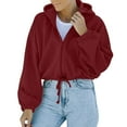 thumbnail image 1 of Womens Clearance asdoklhq Plus Size Tops Under 10.00, Women Crop Top Sweatshirt Fleece Zipper Long Sleeve Cropped Hoodie Solid Sweater Blouse Coat, 1 of 9