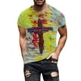 thumbnail image 1 of Womens Clearance under $10 2025 Clearance! asdoklhq Mens Tops Clearance Under $5,Men's Street Casual Cross Print Round Neck Short Sleeve, 1 of 8