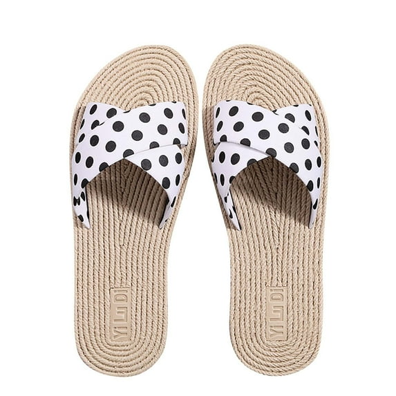 Womens Clearance under $10 2025 Clearance! asdoklhq Women's Slippers,Summer Ladies Slippers Polka Dot Polka Dot Holiday Beach Shoes