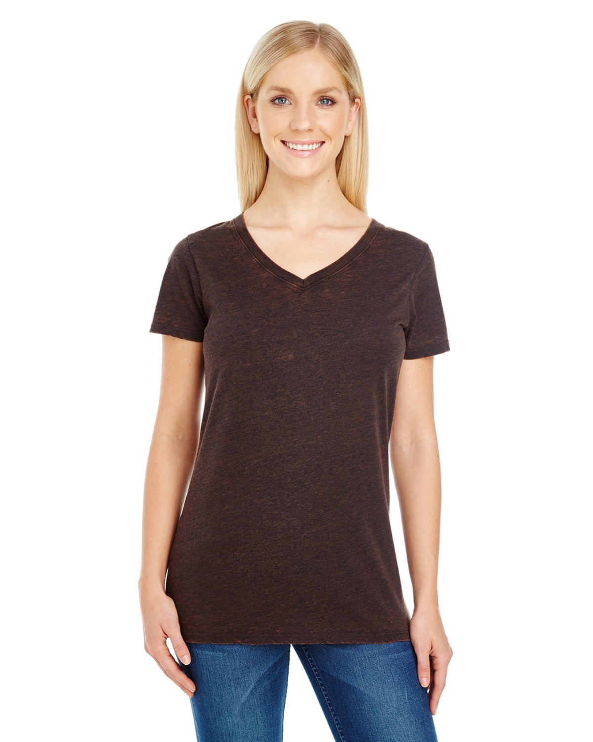 Womens Clementine Cross Dye Short Sleeve V-Neck Tee