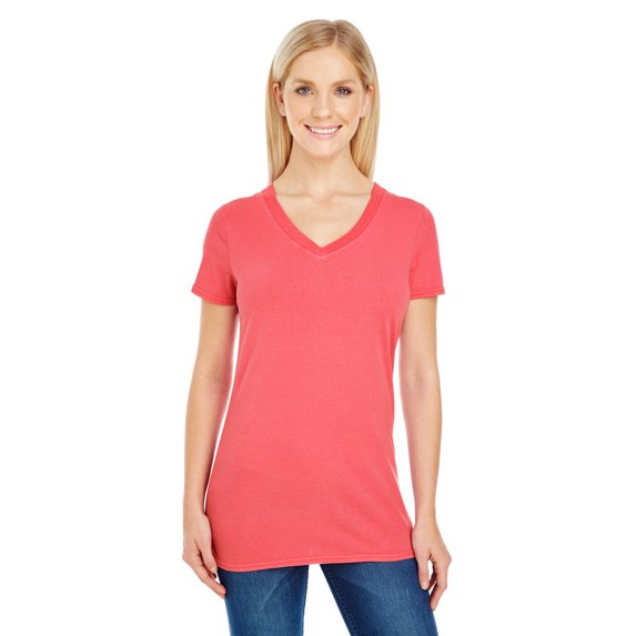 Womens Clementine Pigment Dye Short-Sleeve V-Neck Tee