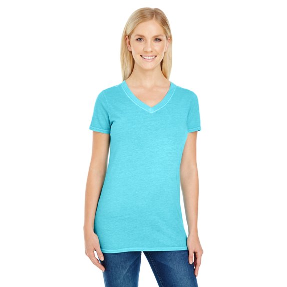 Womens Clementine Pigment Dye Short-Sleeve V-Neck Tee