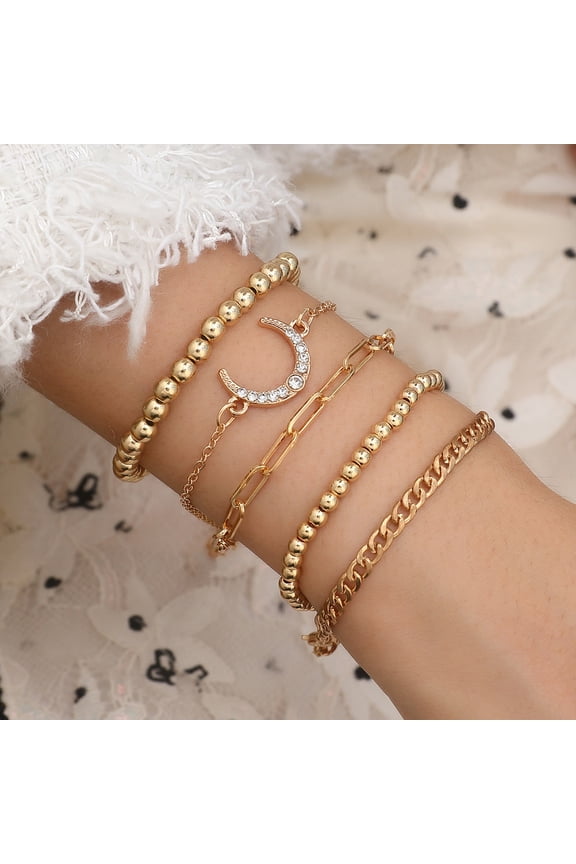 Womens Clip On Bracelets Set of 5 Alloy Fashion Bracelet Set Diamond Accent Jewelry Gift for Women Special Occasions and Trade Fairs