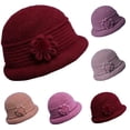 thumbnail image 1 of Womens Cloche Hat, Winter Knit 1920 Vintage Beanie Cap Bowler Church Bucket Dress Felt for Women Ladies Seniors, 1 of 3