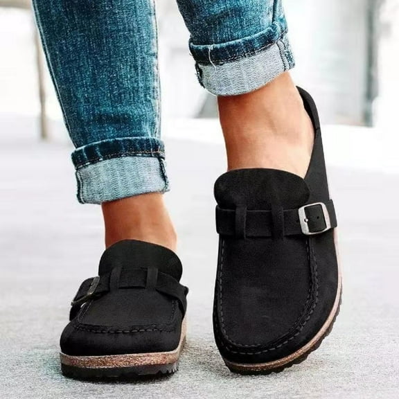 Womens Clogs Cow Suede Soft Footbed Unisex for Men Women Cork Clog Antislip Sole Slippers Mules Sandals with Adjustable Buckle