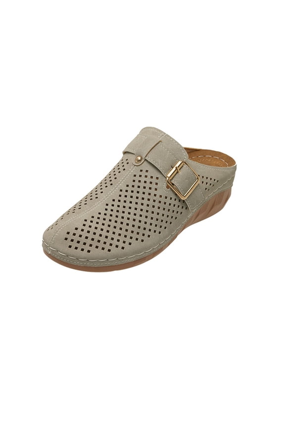Womens Clogs Slip on Mules: Closed Toe Sandals Women - Summer Wedge Comfortable Shoes Comfortable Arch Support Closed Toe Sandals Shoes Backless Low Wedge Slip on Shoes