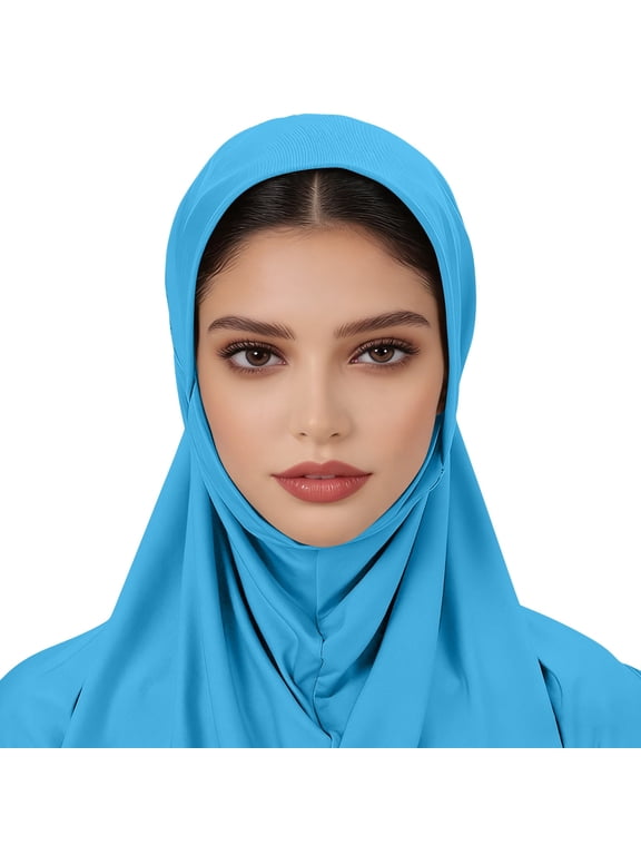 Womens Closed Front Hijab Cap One Piece Slip On Headscarf Full Coverage Underscarf Stretch Jersey Prayer Head Wrap