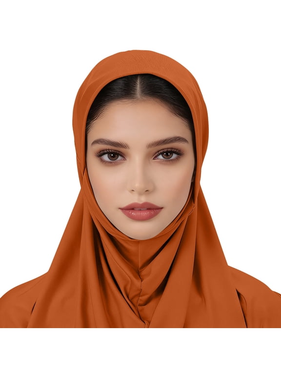 Womens Closed Front Hijab Cap One Piece Slip On Headscarf Full Coverage Underscarf Stretch Jersey Prayer Head Wrap