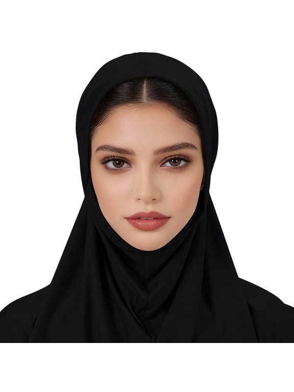 Womens Closed Front Hijab Cap One Piece Slip On Headscarf Full Coverage Underscarf Stretch Jersey Prayer Head Wrap