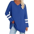 thumbnail image 1 of Womens Clothes 2026 ! asdoklhq Plus Size Long Blouses,Women's Casual V-Neck Long Sleeve Solid Loose Shirt Blouse Tops, 1 of 6