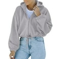 thumbnail image 1 of Womens Clothes Clearance 2025 Clearance! asdoklhq Plus Size Tops Under 10.00, Women Crop Top Sweatshirt Fleece Zipper Long Sleeve Cropped Hoodie Solid Sweater Blouse Coat, 1 of 8