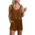 thumbnail image 1 of Womens Clothes Clearance 2025 Clearance! asdoklhq Womens Jumpsuits and Rompers,Scoop Neck Sleeveless Casual Short Jumpsuit Rompers With Pockets, 1 of 9