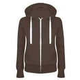 thumbnail image 1 of LEAVINGSUO Womens Tops Winter Coats for Women Fashion Women Casual Hooded Slim Zipper Fleece Sweater Coat Coffee S, 1 of 2