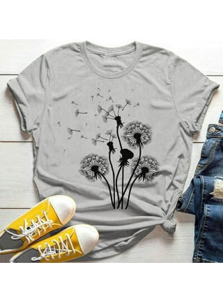  T Shirts for Women Trendy Womens Spring Summer Flower Printed  Short Sleeve O Neck T Shirt Top : Clothing, Shoes & Jewelry