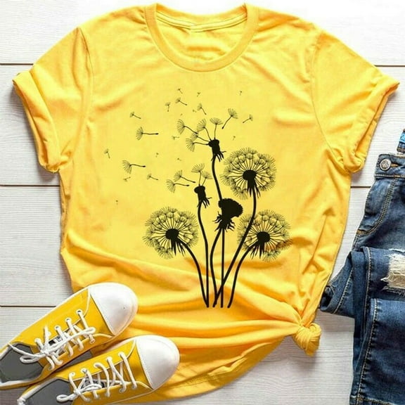 Womens Clothes New Women's T-Shirt Short Sleeves Fashion Big Floral Flower Lady T-shirts Top