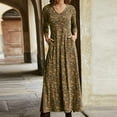thumbnail image 1 of Womens Clothes Clearance asdoklhq Woman Plus Size Clearance Dresses,Flowers Print Long Sleeve Pocket Vintage Long Dress, 1 of 7