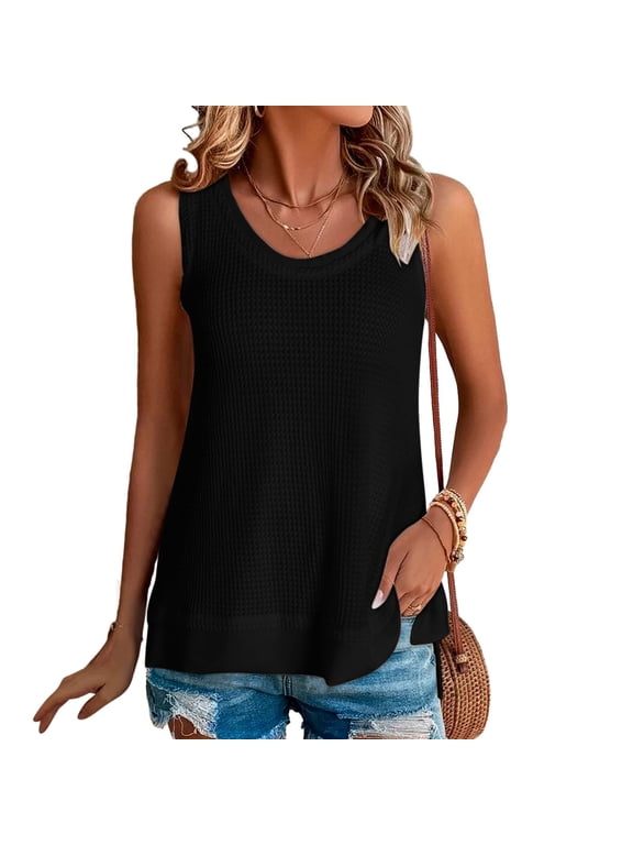 Womens Clothes under $5.00 Clothing Fashion Women Casual O-neck Sleeveless Casual Printed Top T-shirt