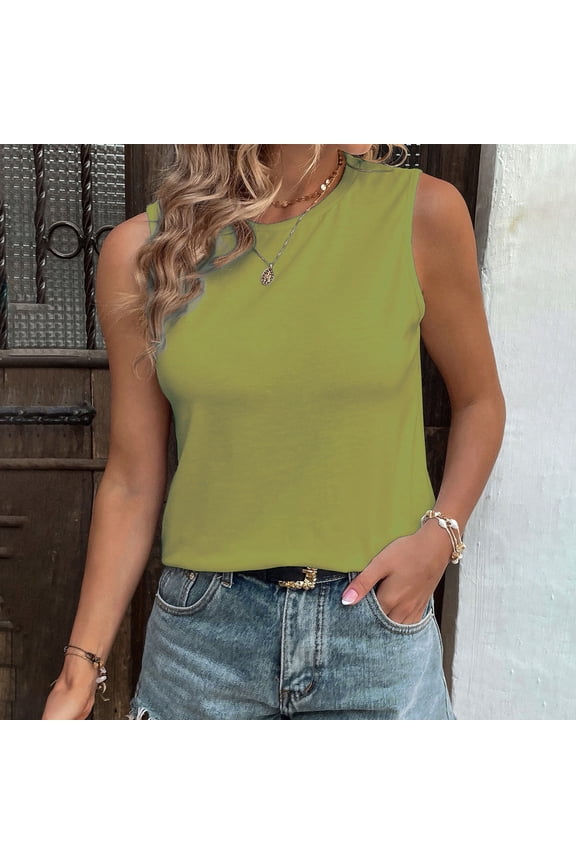 Womens Clothes under $5.00 Clothing Women Fashion Summer Sexy Sleeveless Solid Color Light Loose Ventilation T-Shirt