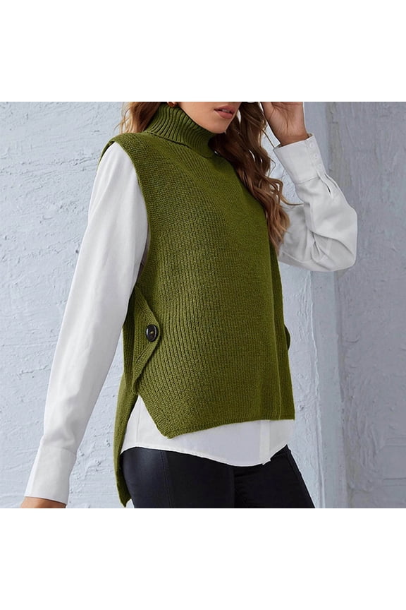 Womens Clothes Clearance under $5.00 Clothing Women Knitted Long Pullover Sleeveless Casual Sweater Autumn Winter Tops