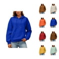 thumbnail image 1 of Womens Clothes Women's Solid Color Sweatshirt Ladies' Fashionable And Casual Solid Color Round Neck Long Sleeved Pocket Sweatshirt And Hoodie, 1 of 5