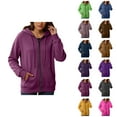 thumbnail image 1 of Womens Clothes Women's Solid Color Sweatshirt Women's Fashionable Casual Pocket Zipper Long Sleeved Hooded Solid Color Sweatshirt, 1 of 5