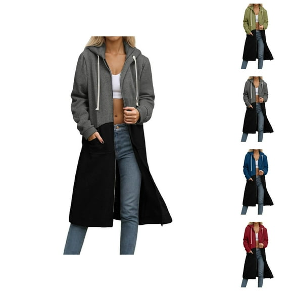 Womens Clothes Women's Solid Sweatshirt Women's Long Sleeve Zip Up Hoodie Lined Winter Warm Oversized Pullover Casual Loungewear Cozy Soft Outerwear Jacket