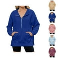 thumbnail image 1 of Womens Clothes Women's Solid Sweatshirt Women's Zip Up Hoodie Pullover Casual Long Sleeve Full Zip Jacket With Stand Collar For Daily Wear All Season Comfort, 1 of 7