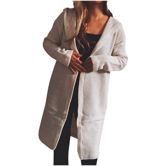 Womens Clothes Womens Long Hooded Cardigan Sweaters Lightweight Long Sleeve Solid Knit Sweaters Coat Casual Warm Comfy Fall Outwear
