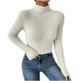 thumbnail image 1 of Womens Clothes Womens Sweaters Fall Turtleneck Long Sleeve Solid Color Crop Sweaters Tops Slim Fit Fall Fashion Pullover Sweater, 1 of 7