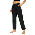 thumbnail image 1 of Womens Clothing ClearanceWomen's Trousers Straight Leg Pants Elasticated Wide Leg Slacks Plus Size Trousers High Waist Pants Stretch Slacks Solid Color Trousers Pockets Pants Exercise Slacks, 1 of 7