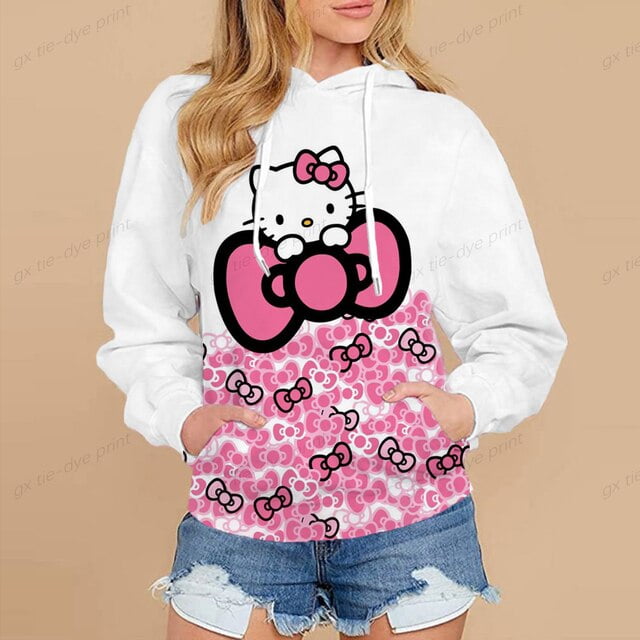 Womens Clothing Hello Kitty Sweet Street Sweatshirt Hoodie Cartoon ...