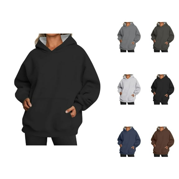 Womens Clothing Women's Solid Color Sweatshirt Women's Casual Casual Casual Loose Long Sleeve Sleeve Sleeve Pocket Hoodie