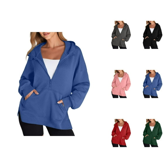 Womens Clothing Women's Solid Color Sweatshirt Women's Casual Hoodies And Sweatshirts Long Sleeve Split Hem Pullover For Daily Wear