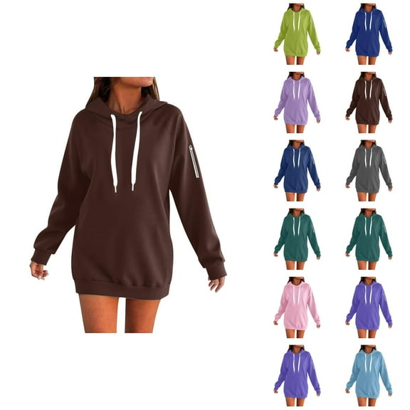 Womens Clothing Women's Solid Color Sweatshirt Women's Zip Up Hoodie Soft Long Sleeve Casual Pullover Warm Winter Sweatshirt With Pockets Comfortable Loungewear