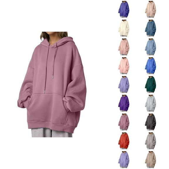 Womens Clothing Women's Solid Sweatshirt Women's Hoodies & Sweatshirts Comfortable Thickened Pullover Hoodie With Pockets For Everyday Wear Korean Style Warm Seat Top For Ladies