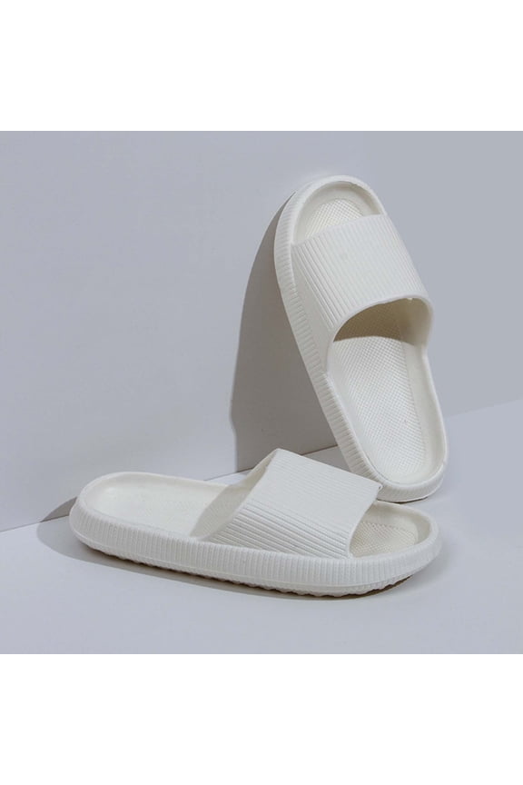 Womens Cloud Slides Non-Slip Waterproof, EVA Foam Comfort Pool & House Slippers, Casual Beach Slide Sandals for Women, White,Size 36