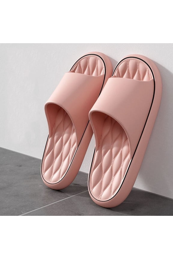 Womens Cloud Slippers Pink, EVA Slides with Quilted Footbed, Waterproof Lightweight House Shoes for Women, Indoor Outdoor Shower Slides,Size 38