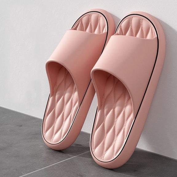 Womens Cloud Slippers Pink, EVA Slides with Quilted Footbed, Waterproof Lightweight House Shoes for Women, Indoor Outdoor Shower Slides,Size 40