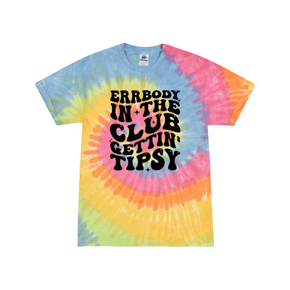Womens Clubbing Fun Errrybody In The Club Gettin' Tipsy Tie-Dye Ladies Short Sleeve T-Shirt-Eternity-3X-Large
