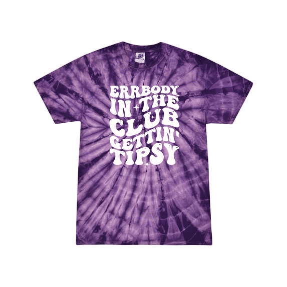 Womens Clubbing Fun Errrybody In The Club Gettin' Tipsy Tie-Dye Ladies Short Sleeve T-Shirt-Purple Tie-Dye-Small