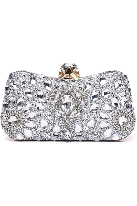 Womens Clutch Purse Rhinestone Evening Bag Floral Crystal Clutch Bag Sparkly Purse Wedding Prom Bridal Handbags