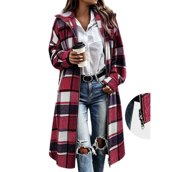 Womens Coat Baeitkot Women's Fashion Casual Printing Double Zipper Long Sleeves Cardigan Coat Tops