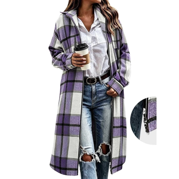 Womens Coat Baeitkot Women's Fashion Casual Printing Double Zipper Long Sleeves Cardigan Coat Tops