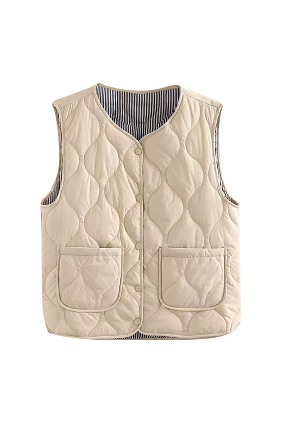 Womens Coat Cozy Inner Vest Sleeveless Collarless Blouse,White,4XL