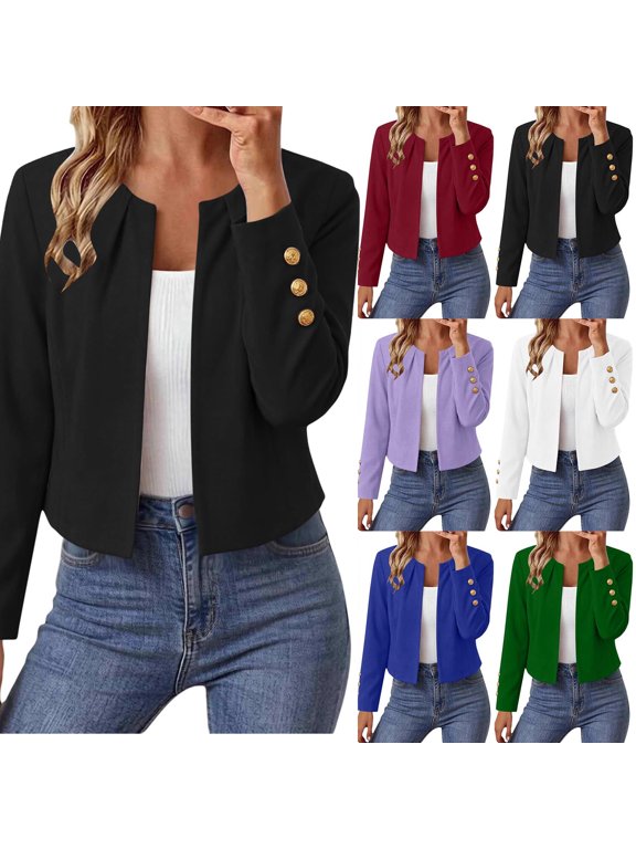 Womens Coat Elegant Short Suit Jacket,Tailored for Office or Date Night