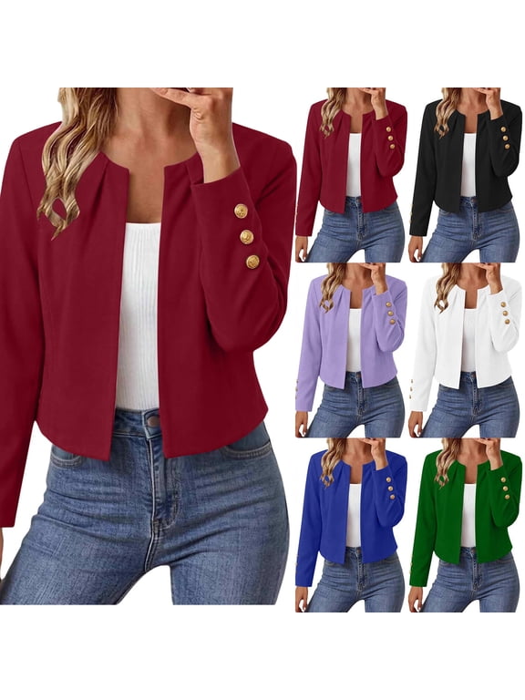 Womens Coat Elegant Short Suit Jacket,Tailored for Office or Date Night