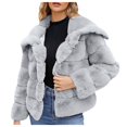 thumbnail image 1 of Womens Coat Fleece Cropped Jacket Long Sleeve Coats Warm Winter Jackets 2024 With Pockets, 1 of 9